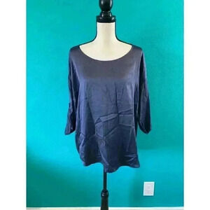 Eileen Fisher dark purple almost blue silk blouse